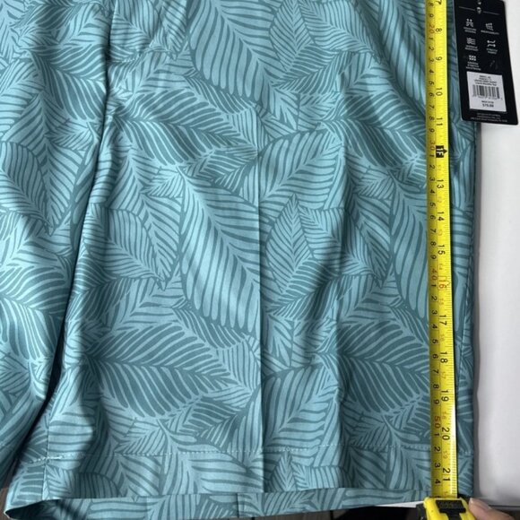 New Walter Hagen Perfect 11 Leaves Print WaveLight Shorts Size 42 Blue Teal - Picture 8 of 8